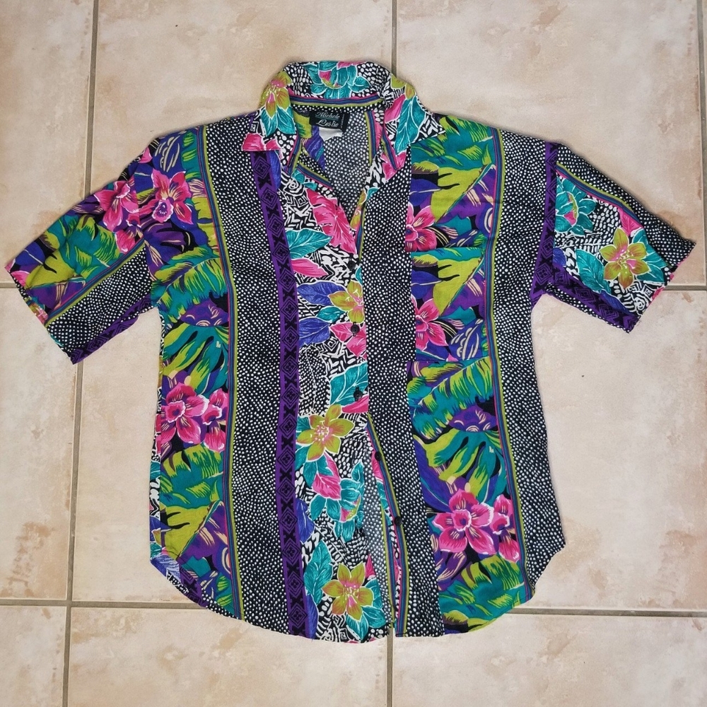 90s Vintage Tropical Button Down